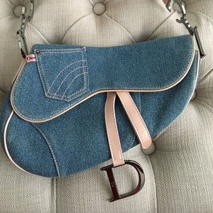 Christian Dior Denim Double Saddle Bag Vintage